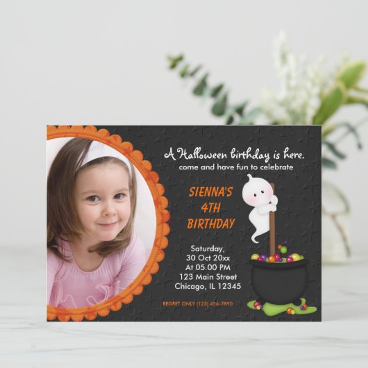 Invitation Anniversaire de Ghost Halloween (Debout devant)