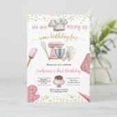 Invitation Anniversaire de Girl Pink Baking (Debout devant)