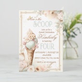 Invitation Anniversaire de glace. Vente de glaces à l'ancienn (Debout devant)