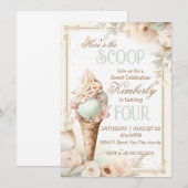 Invitation Anniversaire de glace. Vente de glaces rétro (Devant / Derrière)