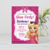 Invitation Anniversaire de Glam pour les filles avec Parties (Debout devant)
