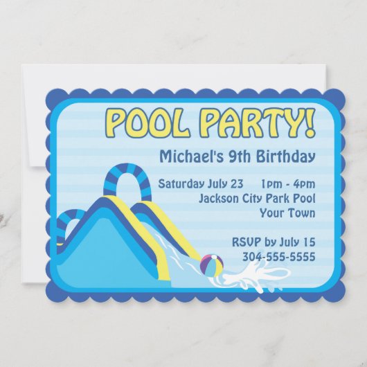 Invitation Anniversaire de glissière d'eau (Devant)
