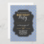 Invitation Anniversaire de Gold Polkadot (Devant / Derrière)