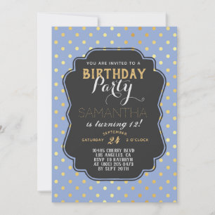 Invitation Anniversaire de Gold Polkadot