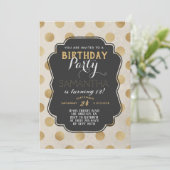 Invitation Anniversaire de Gold Polkadot (Debout devant)