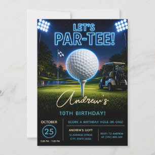 Invitation Anniversaire de golf néon moderne personnel