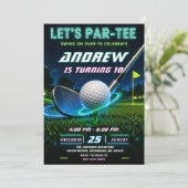 Invitation Anniversaire de golf néon personnel (Debout devant)