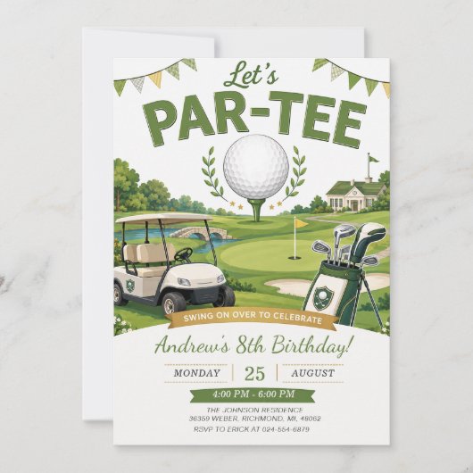 Invitation Anniversaire de golf personnel (Devant)