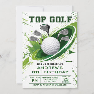 Invitation Anniversaire de golf vert personnel