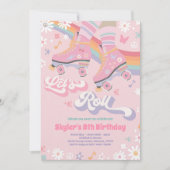 Invitation Anniversaire de Groovy Retro Rainbow Roller Skatin (Devant)