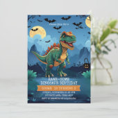 Invitation Anniversaire de Halloween Dinosaur | Parti T-Rex é (Debout devant)