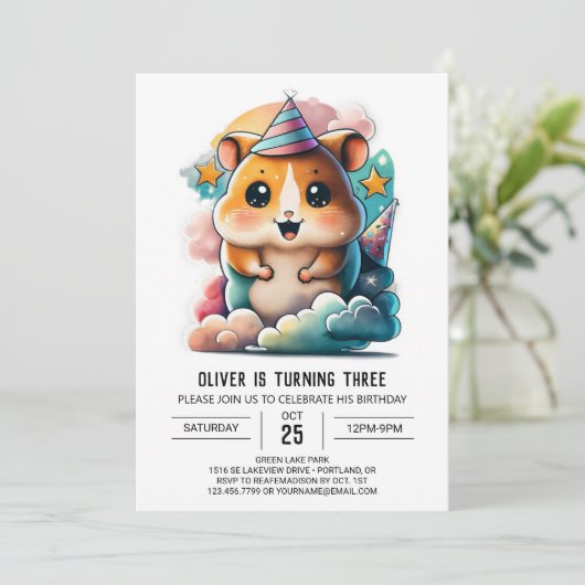Invitation Anniversaire de Hamster Haven (Debout devant)