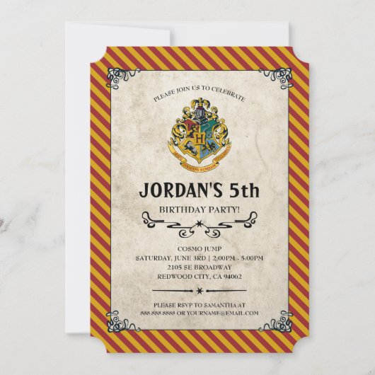 Invitation Anniversaire de Harry Potter (Devant)