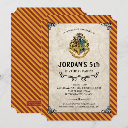 Invitation Anniversaire de Harry Potter (Devant / Derrière)