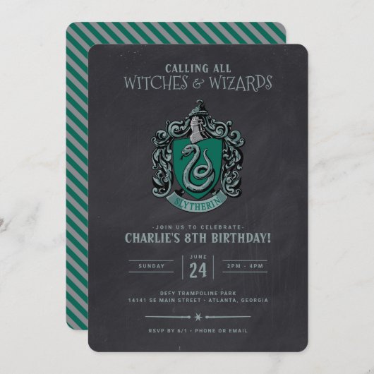 Invitation Anniversaire de Harry Potter | Chalboard de lyther (Devant / Derrière)