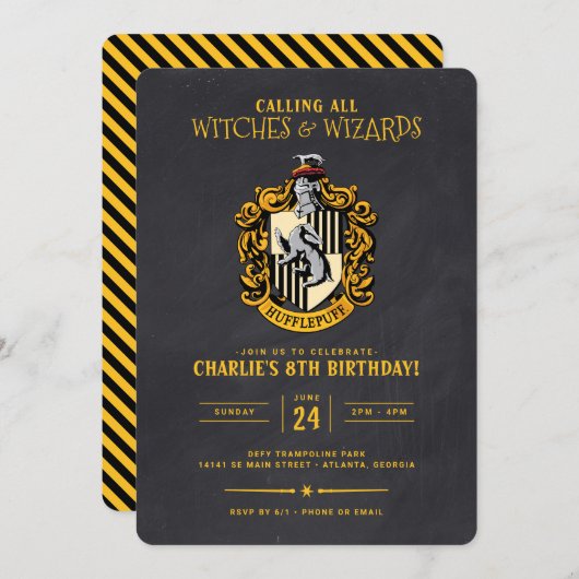 Invitation Anniversaire de Harry Potter | Tableau de bord de  (Devant / Derrière)