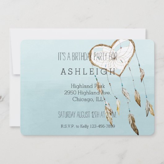 Invitation Anniversaire de Heart Dream Catcher (Devant)