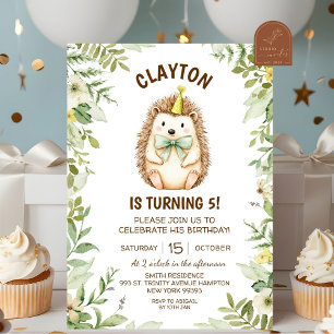 Invitation Anniversaire de hérisson forêt