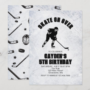Invitation Anniversaire de hockey noir et blanc