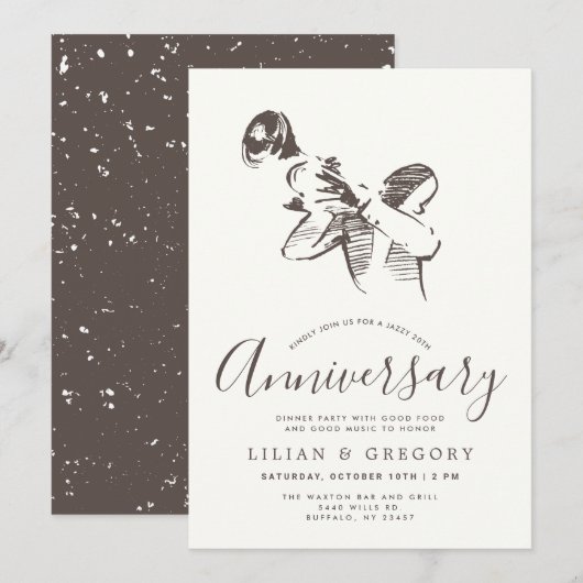 Invitation Anniversaire de Jazzy| Jazz Music Theme Party (Devant / Derrière)