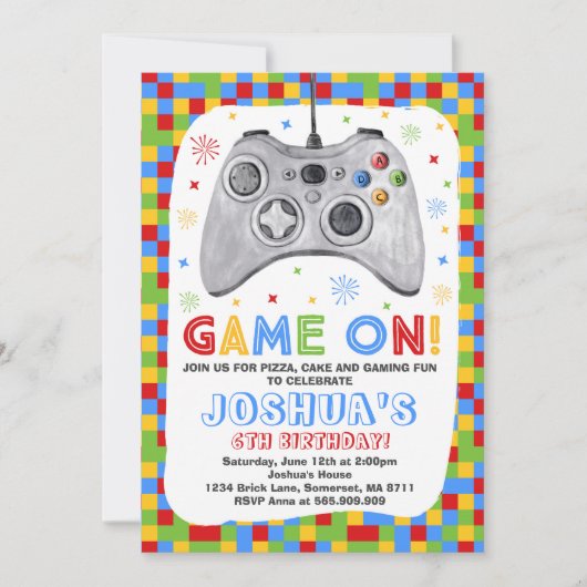 Invitation Anniversaire de jeu vidéo d'invitation (Devant)