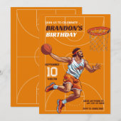 Invitation Anniversaire de joueur de basket-ball   (Devant / Derrière)