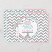 Invitation Anniversaire de jumeaux de cravate et de tutu (Devant / Derrière)