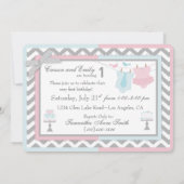 Invitation Anniversaire de jumeaux de cravate et de tutu (Dos)