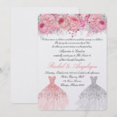 Invitation Anniversaire de jumeaux rose et or (Devant / Derrière)