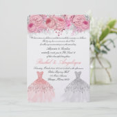 Invitation Anniversaire de jumeaux rose et or (Debout devant)
