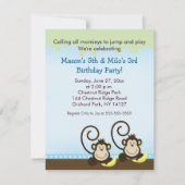 Invitation Anniversaire de jumeaux singes (Devant)