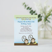 Invitation Anniversaire de jumeaux singes (Debout devant)