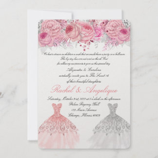 Invitation Anniversaire de jumelles Rose et Or