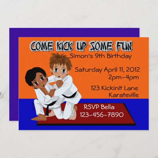 Invitation Anniversaire de karaté (Devant / Derrière)