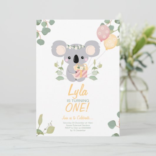 Invitation Anniversaire de Koala (Debout devant)