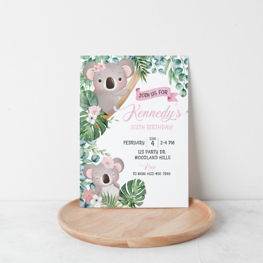 Invitation Anniversaire de koala, tout âge, amusons-nous, ani