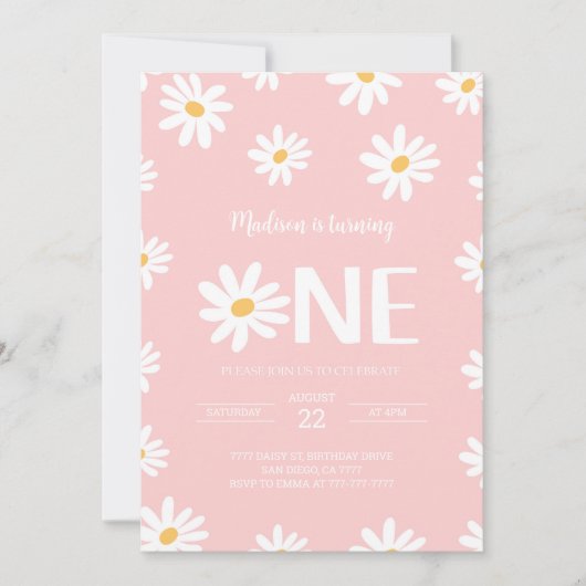 Invitation Anniversaire de la 1ère Daisy (Devant)