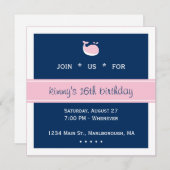 Invitation Anniversaire de la baleine rose (Devant / Derrière)