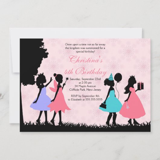 Invitation Anniversaire de la belle princesse rose (Devant)