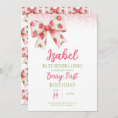 Invitation Anniversaire de la Bow fraise (Devant / Derrière)