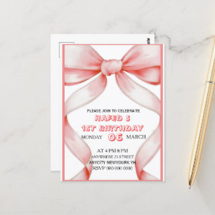 Invitation Anniversaire de la Bow rose, Fille Anni