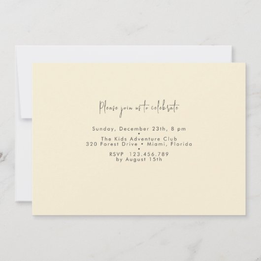 Invitation Anniversaire de la chambre d'évasion (Dos)