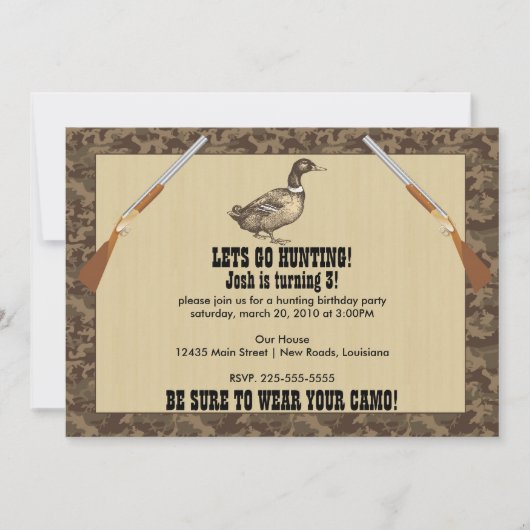 Invitation Anniversaire de la chasse au canard (Devant)