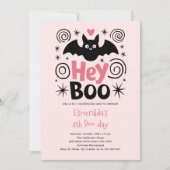 Invitation Anniversaire de la chauve-souris d'Halloween rose (Devant)