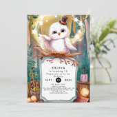 Invitation Anniversaire de la Chouette des bois Pastel (Debout devant)