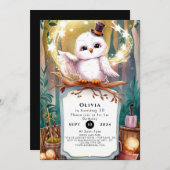 Invitation Anniversaire de la Chouette des bois Pastel (Devant / Derrière)