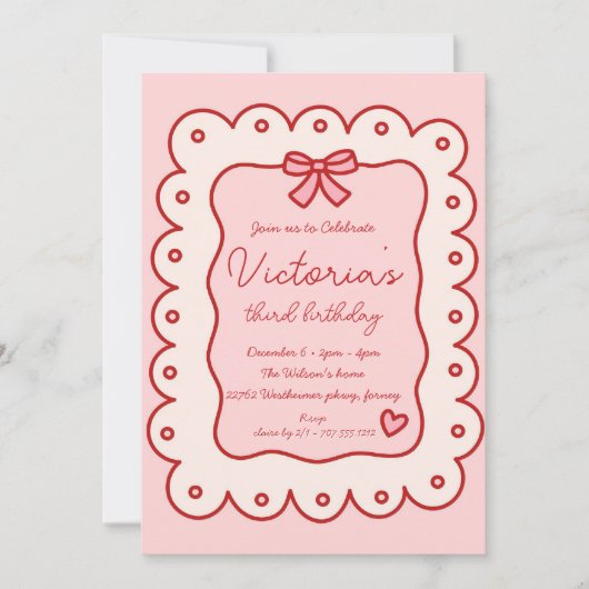 Invitation Anniversaire de la corne à main adorable (Devant)