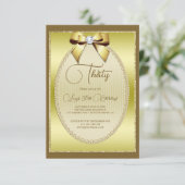 Invitation Anniversaire de la corneille à bijoux en or élégan (Debout devant)