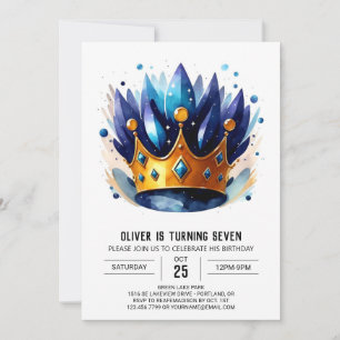 Invitation Anniversaire de la Couronne du Prince Éditable Ble