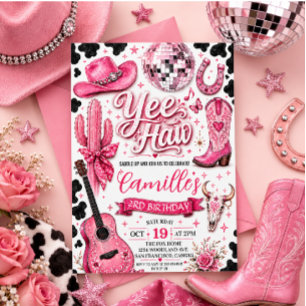 Invitation Anniversaire de la Cowgirl Disco Rose